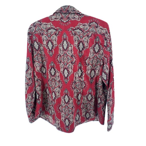 ❤️Jones New York Signature Women's 100% Cotton Shirt – Size XL Rich red  paisley - Picture 3 of 10